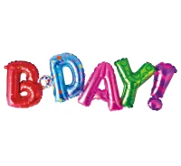 Foil balloon - inscription "B-Day", multicoloured, 46" EOL