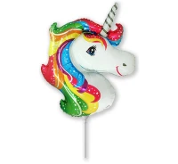 Foil balloon 14" FX - Unicorn (head),  unpacked (flat)