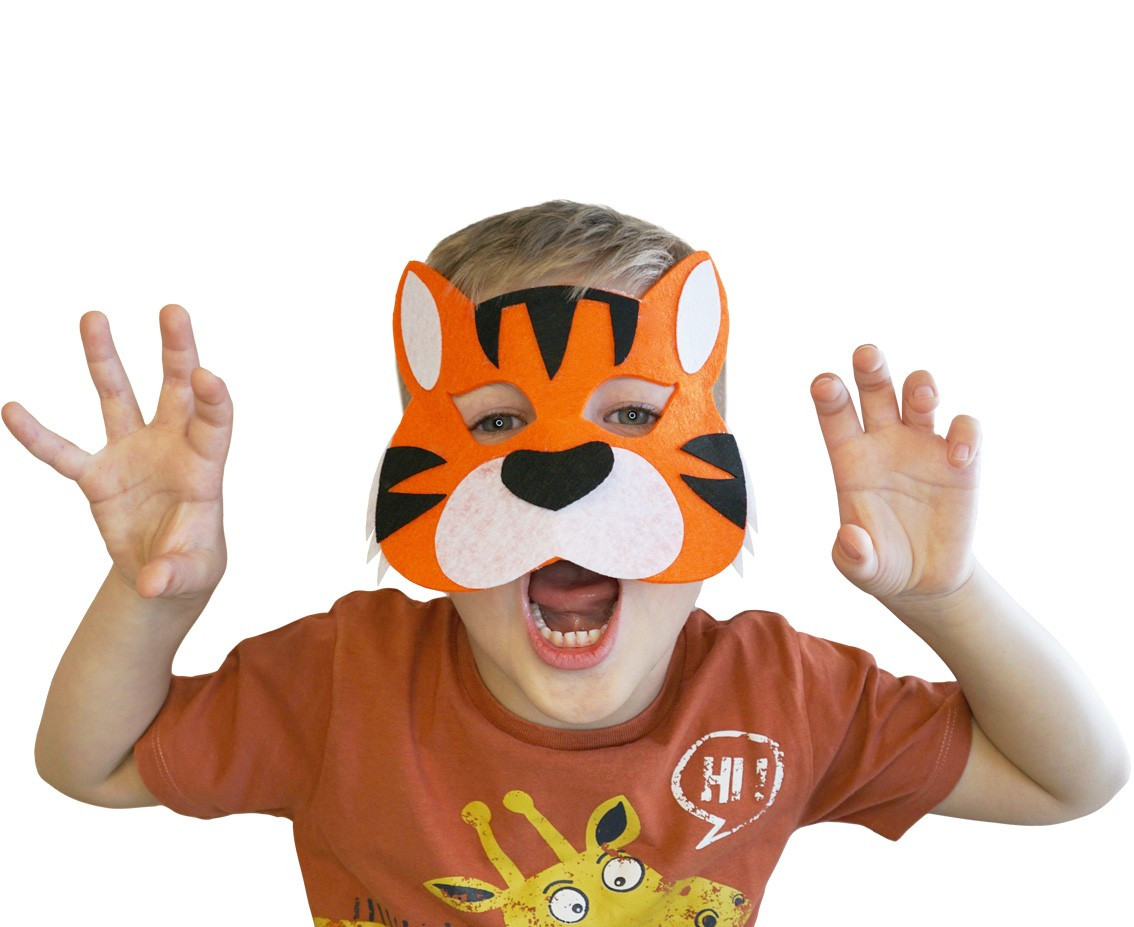 Felt mask Tiger, size 20 x 14 cm EOL