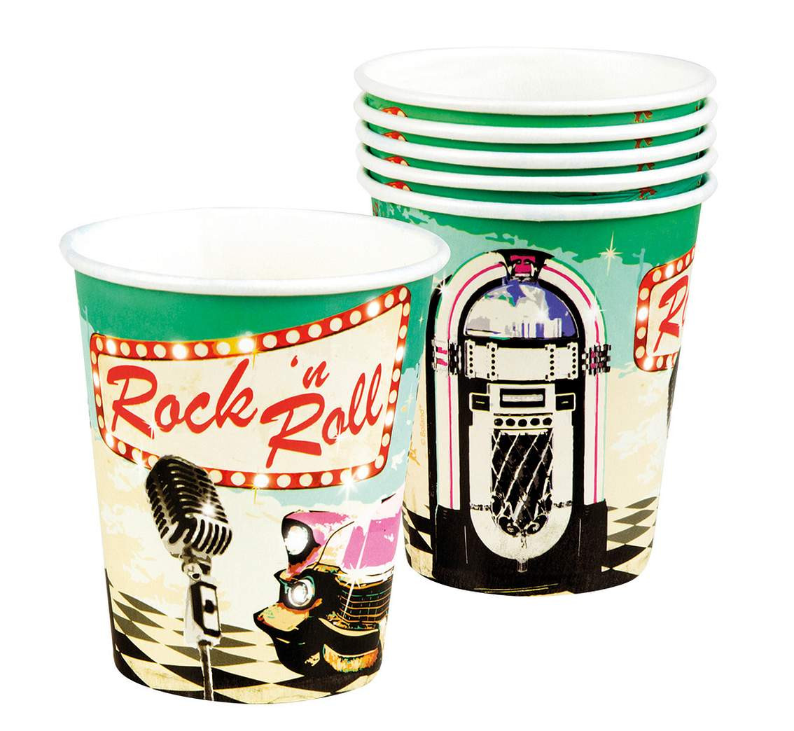 Paper cups Rock''n Roll 250ml, 6 pcs. EOL