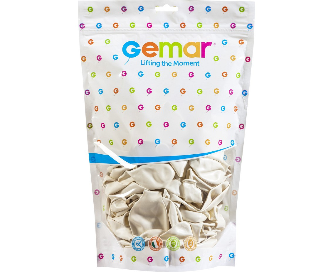 Balloons Gemar 13", metallic pearl-white, 50pcs