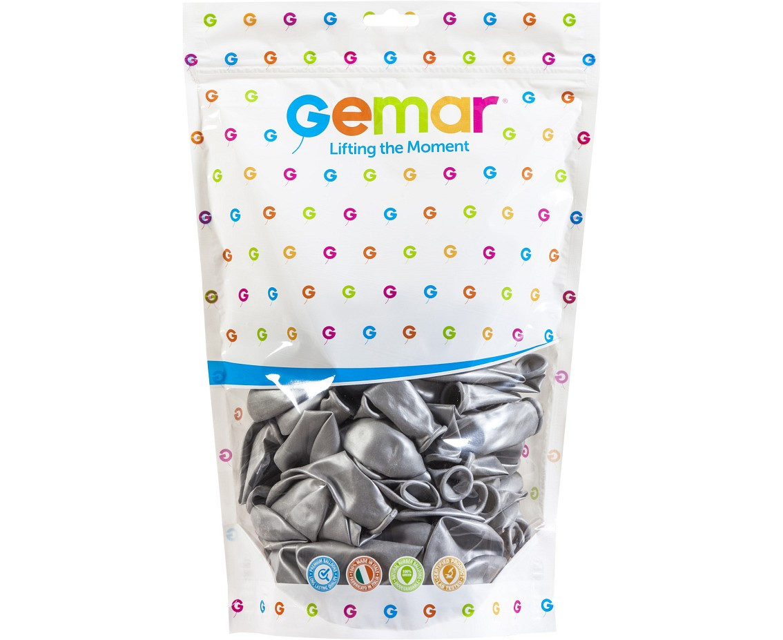 Balloons Gemar 13", metallic silver, 50pcs