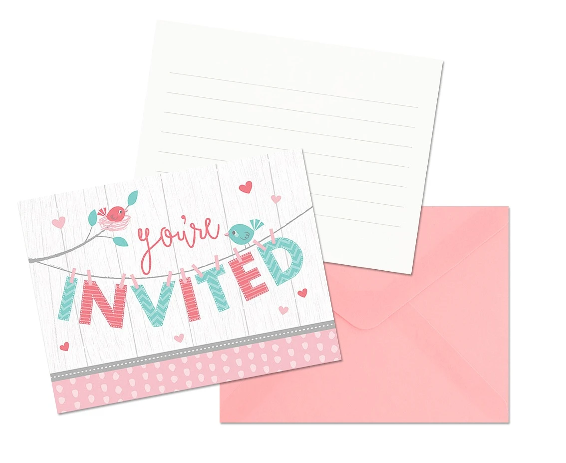 Invitations Baby girl, size 15,2 x 11,4, 8 pcs. EOL