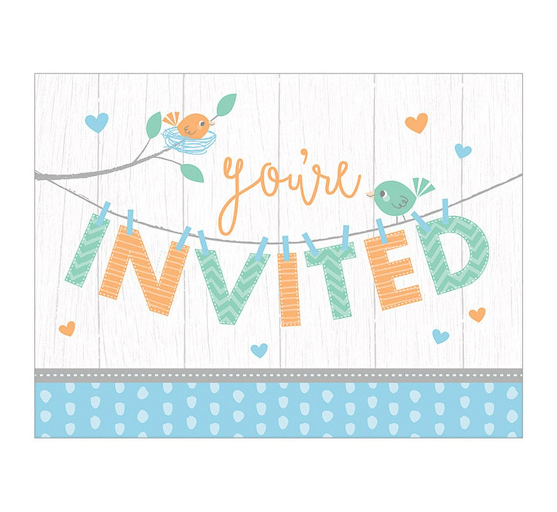 Invitations Baby boy, size 15,2 x 11,4, 8 pcs. EOL