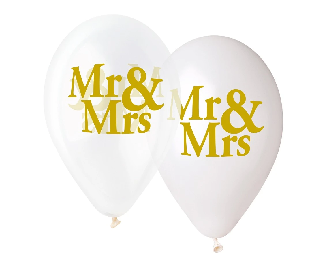 Balloons Gemar 13", premium helium "mr&mrs.", metallic, 5pcs EOL