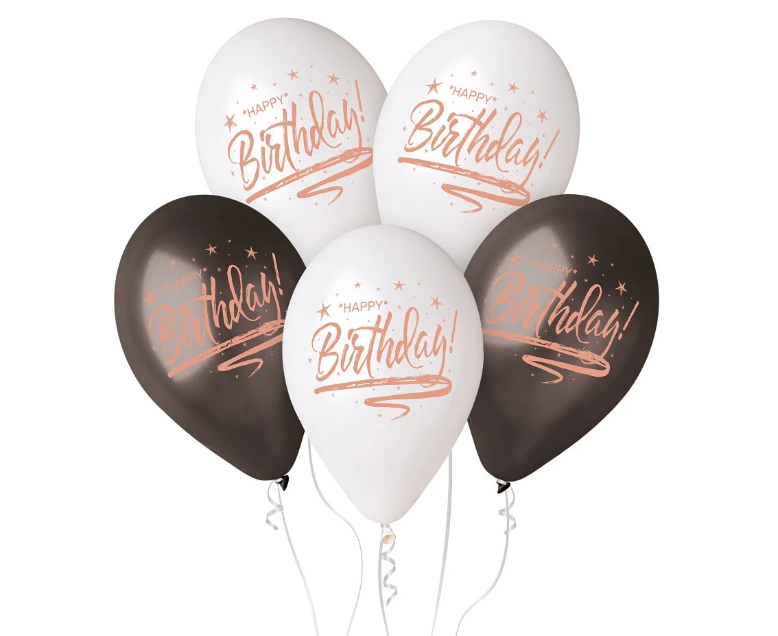 Balloons Gemar 13", premium helium "happy birthday", metallic, 5pcs