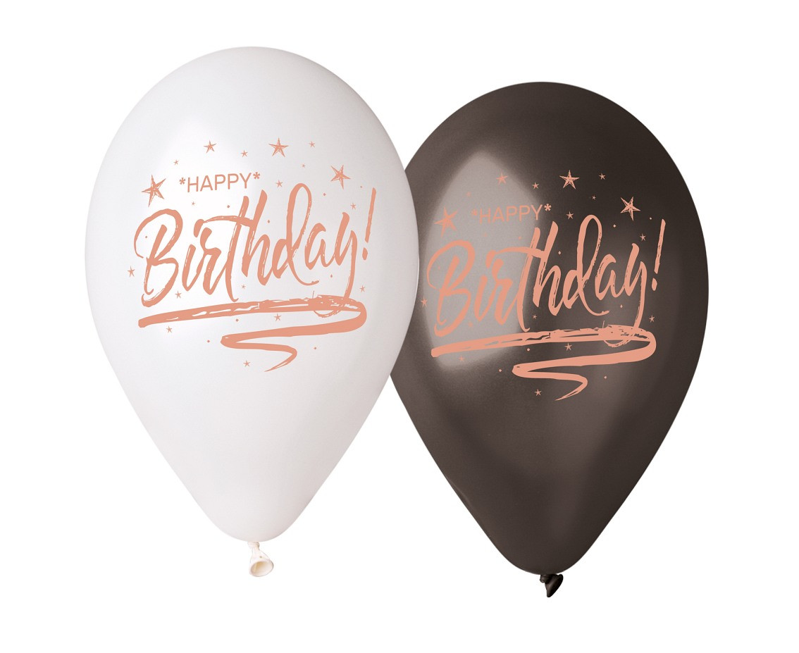 Balloons Gemar 13", premium helium "happy birthday", metallic, 5pcs