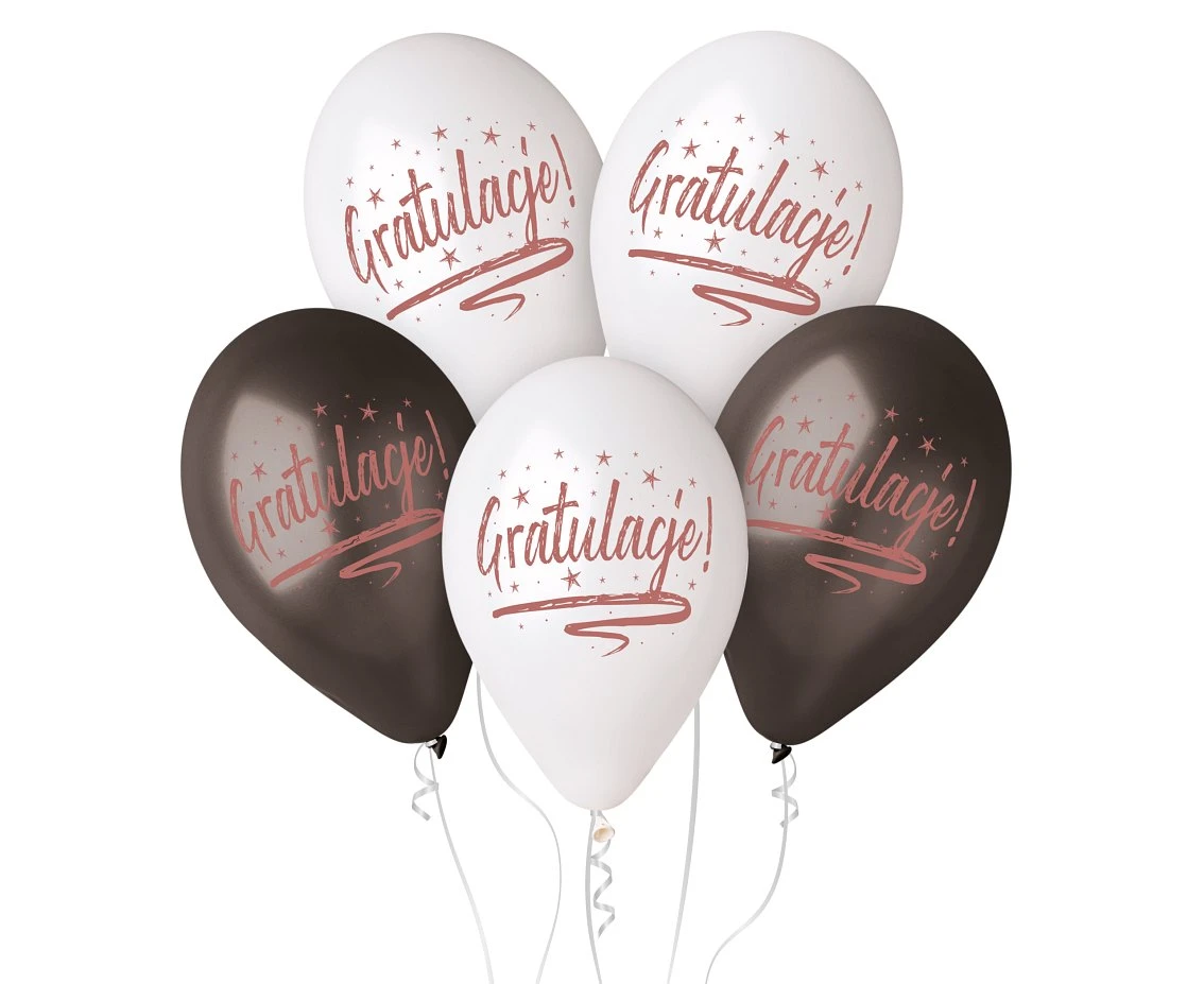 Balloons Gemar 13", premium helium "gratulacje", metallic, 5pcs