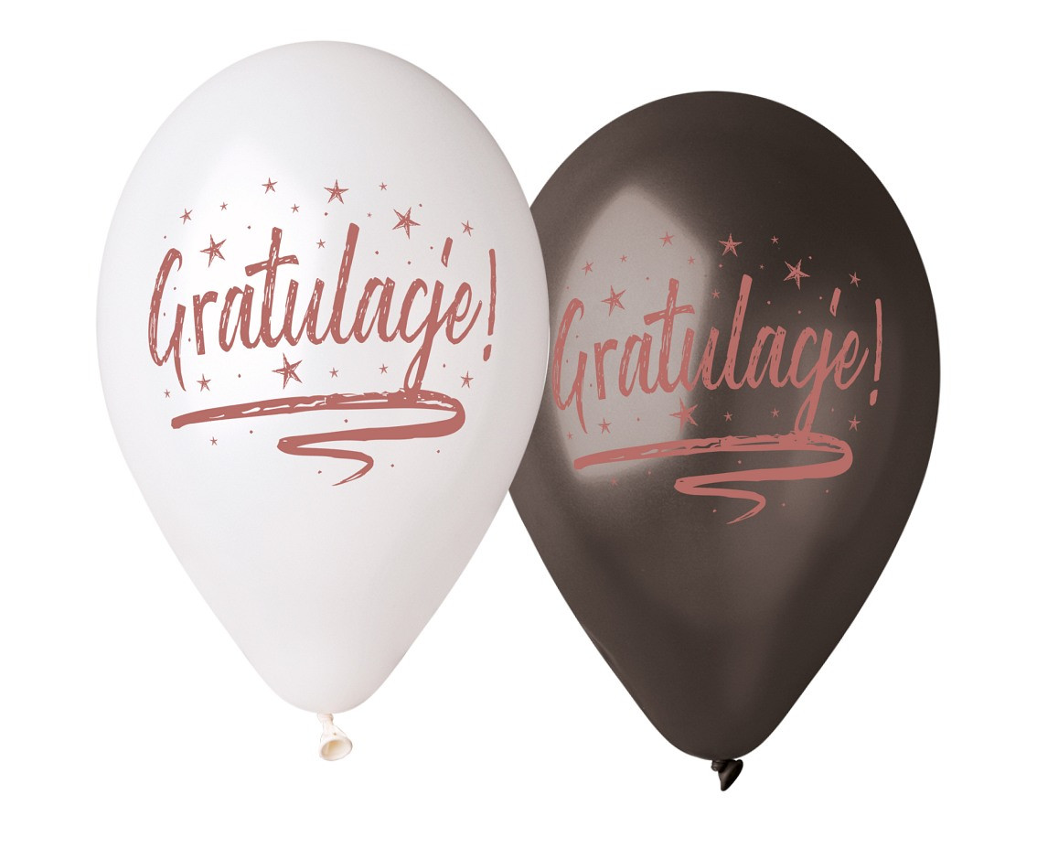 Balloons Gemar 13", premium helium "gratulacje", metallic, 5pcs