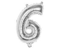 Foil balloon silver 36 cm, Number 6 EOL
