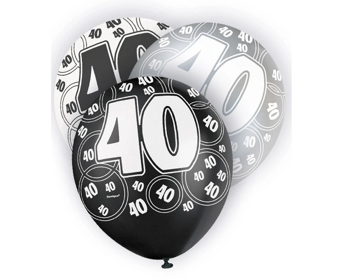 Balloon UQ 12" Glitz with overprint 40, black mix, 6 pcs