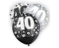 Balloon UQ 12" Glitz with overprint 40, black mix, 6 pcs