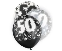 Balloon UQ 12" Glitz with overprint 50, black mix, 6 pcs