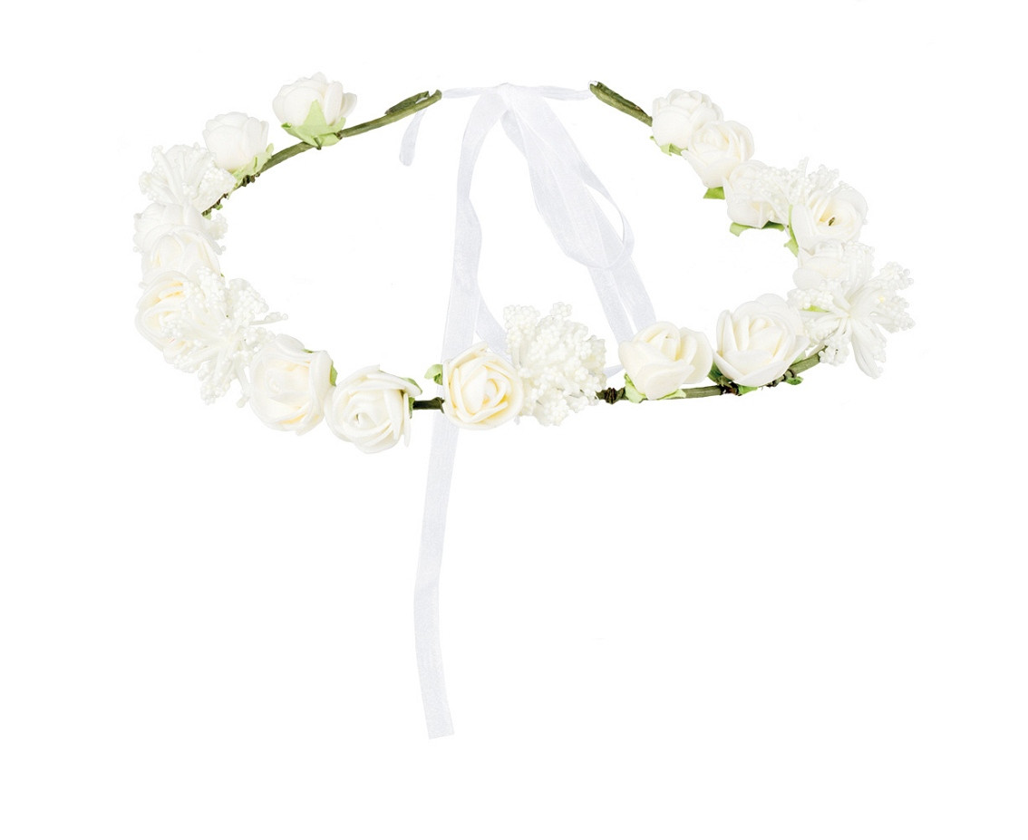 Headband on head Ibiza, white flowers