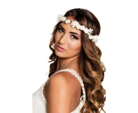 Headband on head Ibiza, white flowers