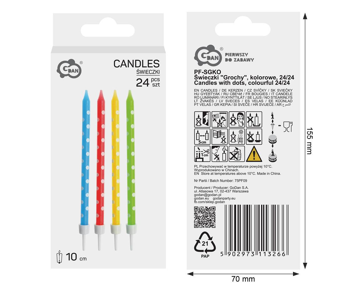 Candles with dots, colourful 24/24