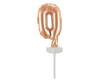 Foil balloon with stick 5" DIGIT 0, rose-gold