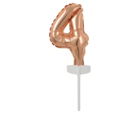 Foil balloon with stick 5" DIGIT 4, rose-gold