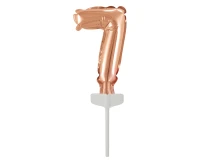 Foil balloon with stick 5" DIGIT 7, rose-gold