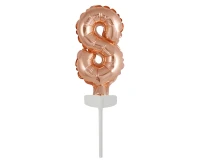 Foil balloon with stick 5" DIGIT 8, rose-gold