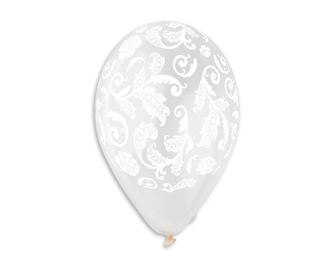 Balloons Gemar 13", pastel premium helium stained-glass leaves, transparent, 5pcs EOL