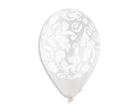 Balloons Gemar 13", pastel premium helium stained-glass leaves, transparent, 5pcs EOL