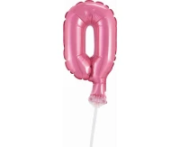 Foil balloon with stick 5" DIGIT 0, pink EOL