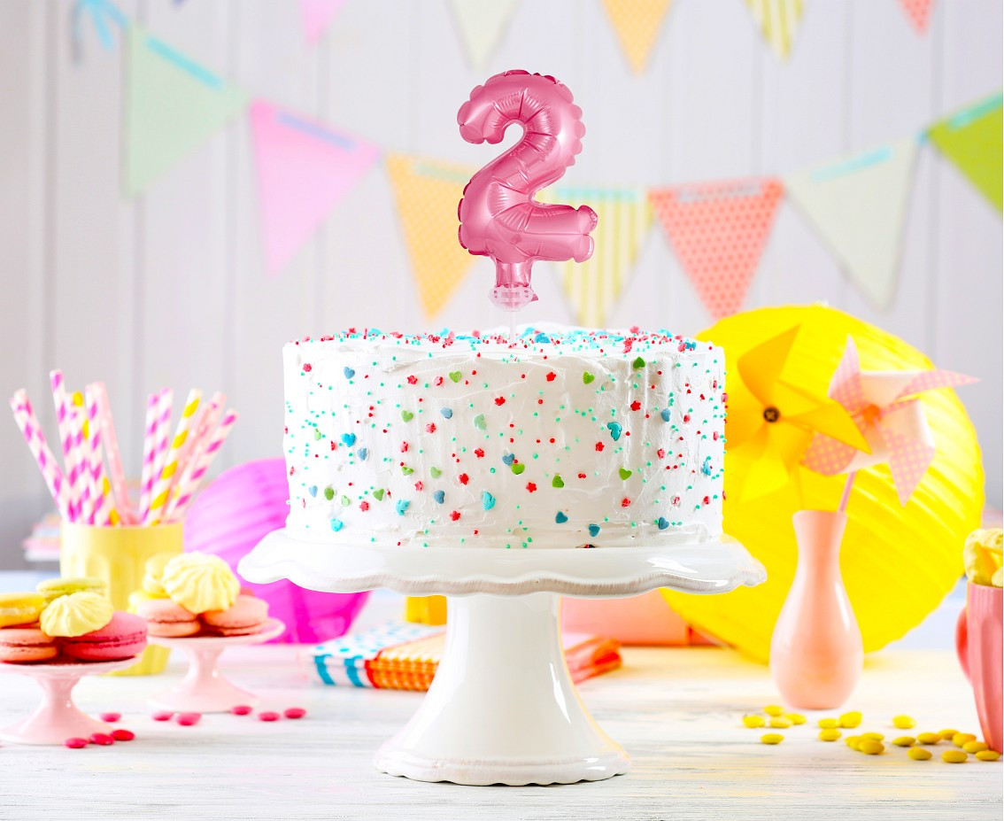 Foil balloon with stick 5" DIGIT 2, pink EOL