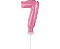 Foil balloon with stick 5" DIGIT 7, pink EOL