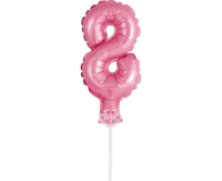 Foil balloon with stick 5" DIGIT 8, pink EOL
