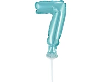 Foil balloon with stick 5" DIGIT 7, light blue EOL