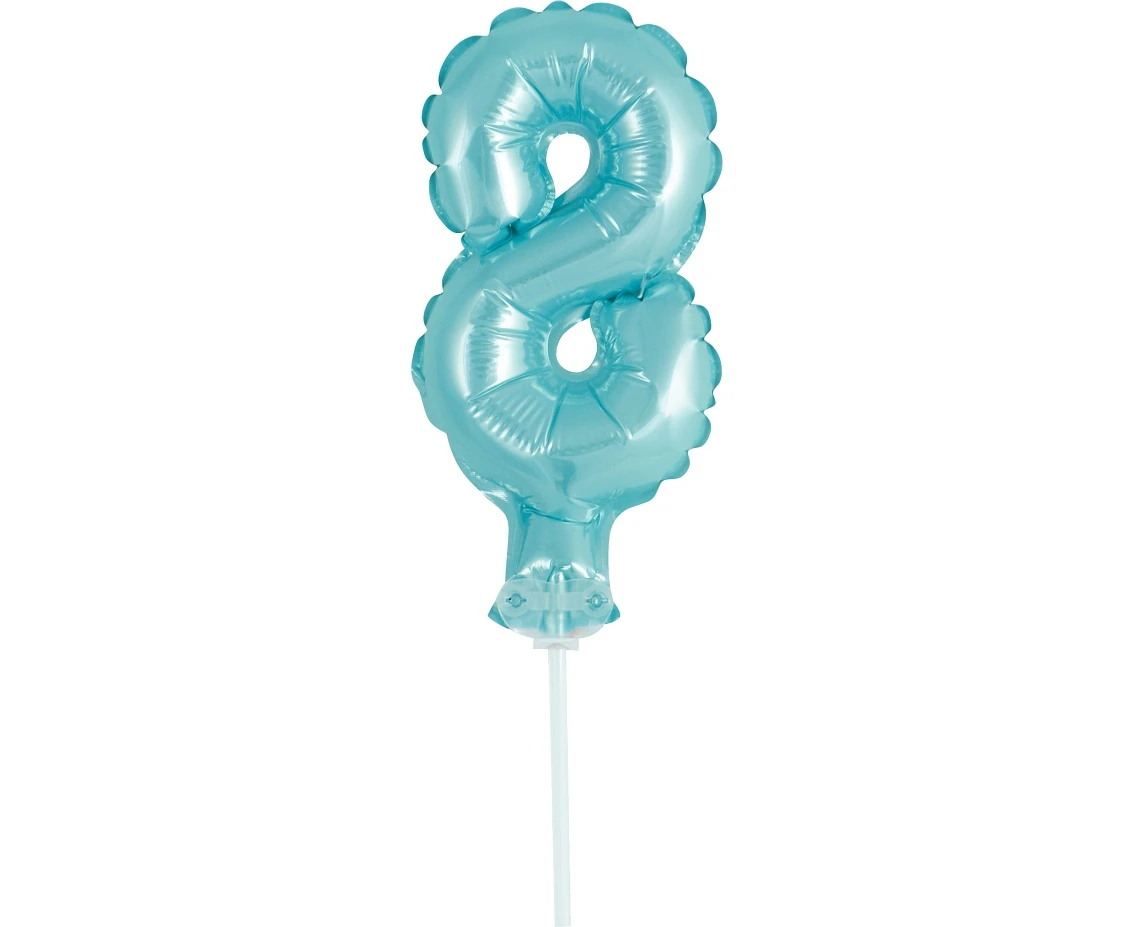 Foil balloon with stick 5" DIGIT 8, light blue EOL