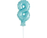 Foil balloon with stick 5" DIGIT 8, light blue EOL