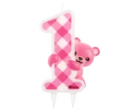 Jumbo candle "Pink Teddy", digit 1