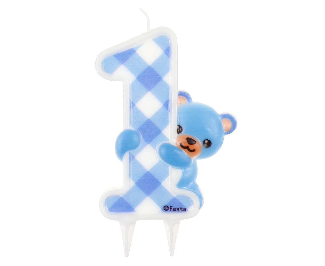 Jumbo candle "Blue Teddy", digit 1