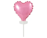 Foil balloon with stick 4", heart shape, pink EOL