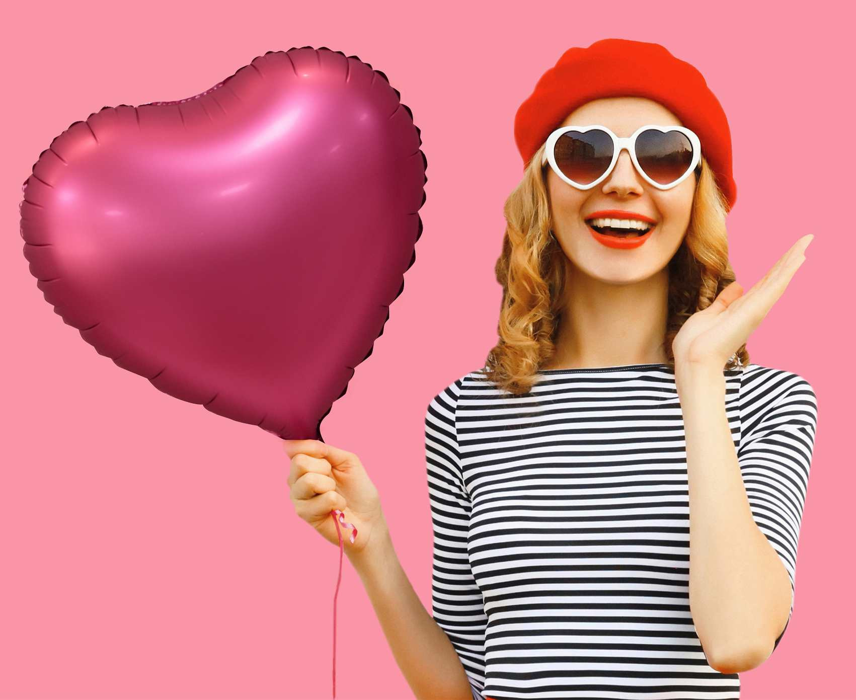 Foil balloon (heart), mat, dark  pink, 18 inches