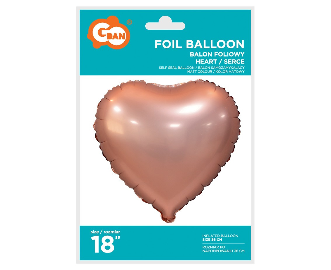 Foil balloon "Heart", matt, pink-gold, 18 inches