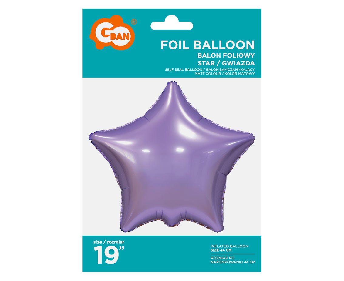 Foil balloon "Star", matt, lilac, 19 inches