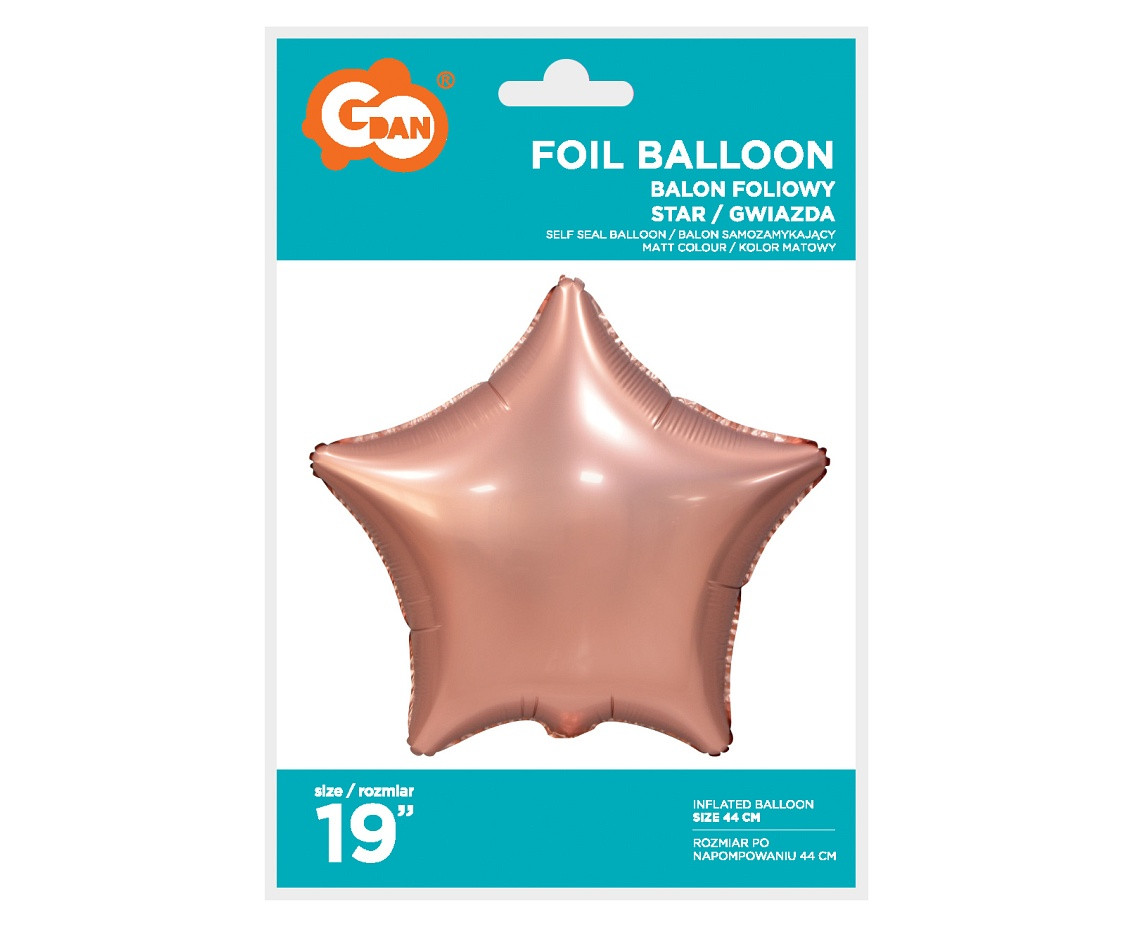Foil balloon Star, mat rose gold, 19"