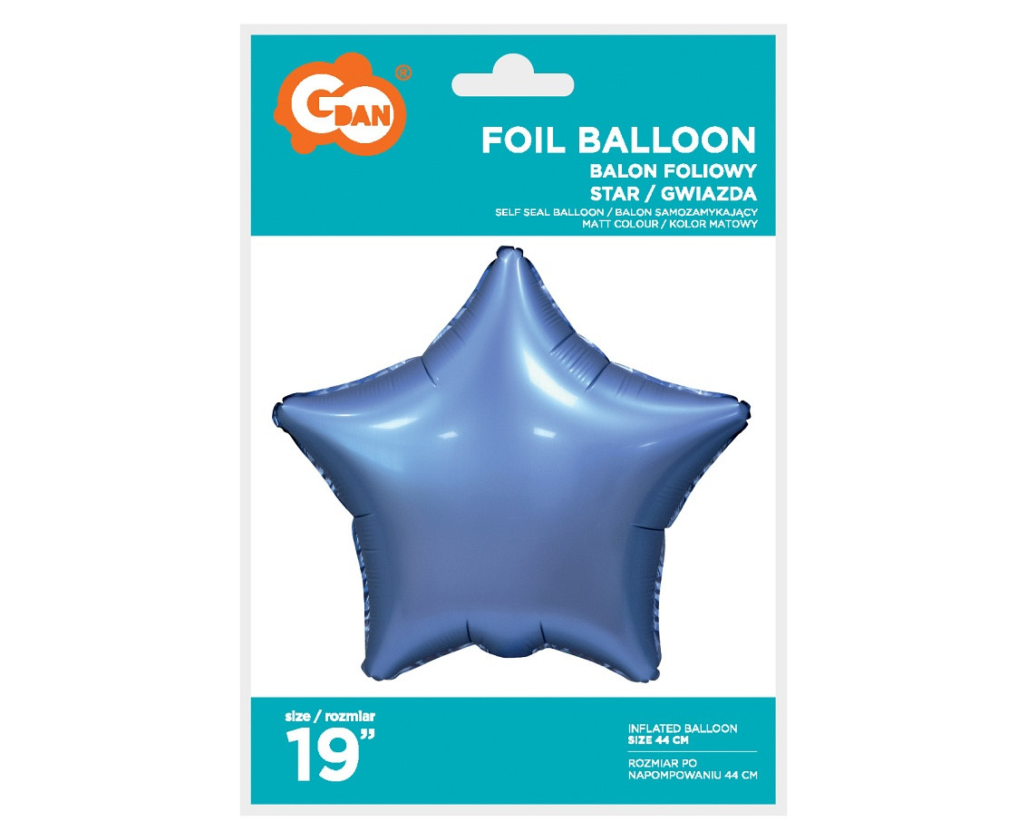Foil balloon "Star", matt, violet, 19 inches EOL