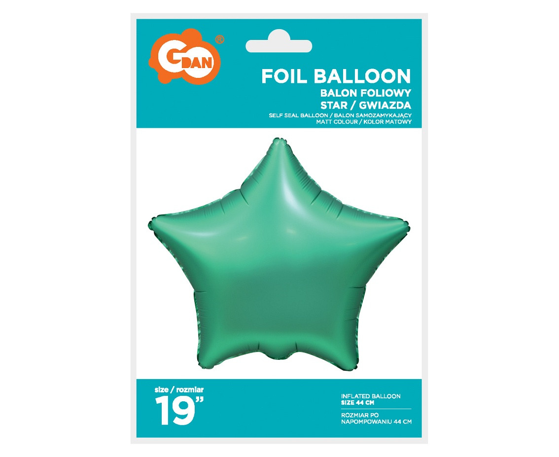 Foil balloon "Star", matt, green, 19 inches EOL