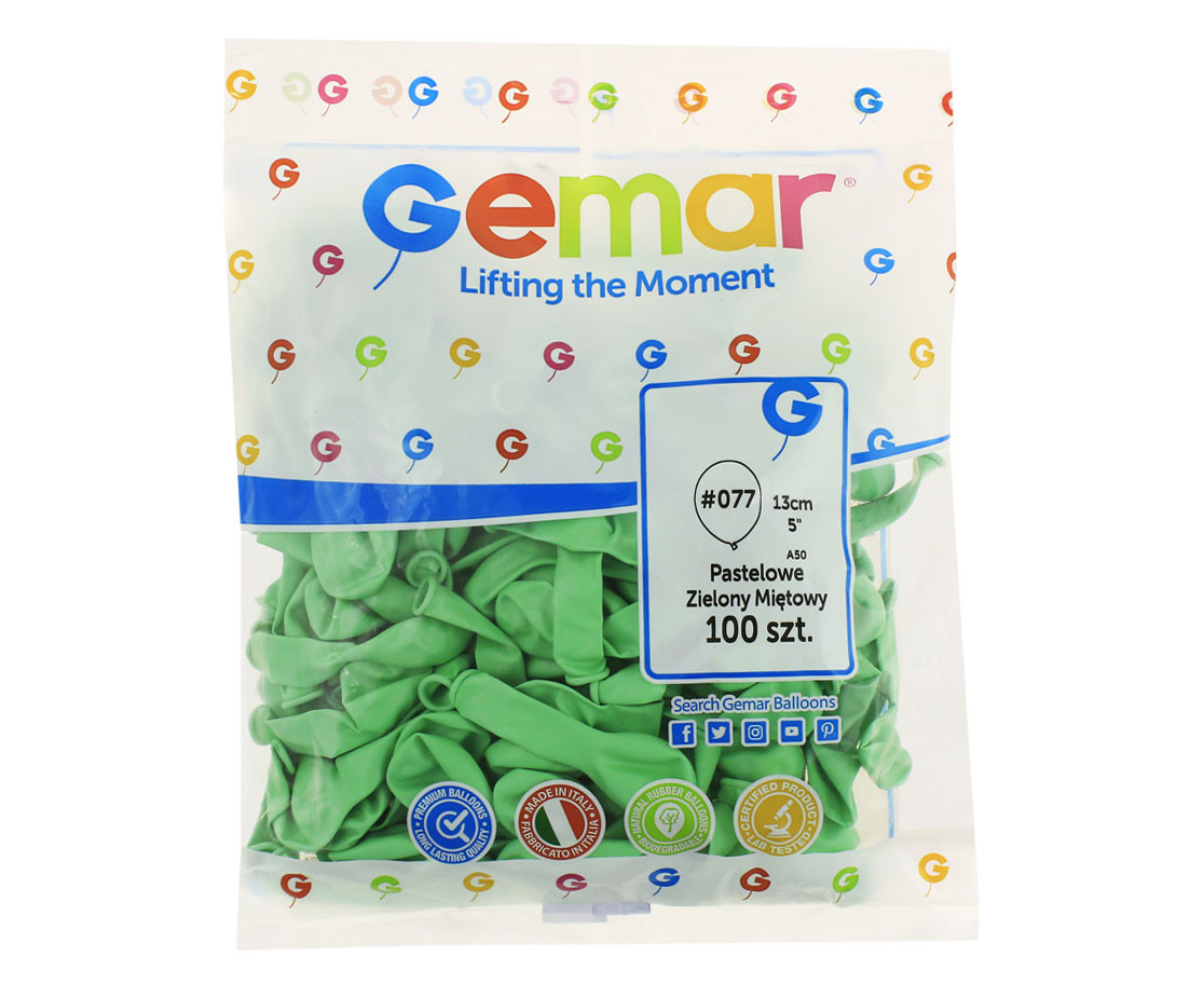 Balloons Gemar 5", pastel mint green macaron, 100pcs
