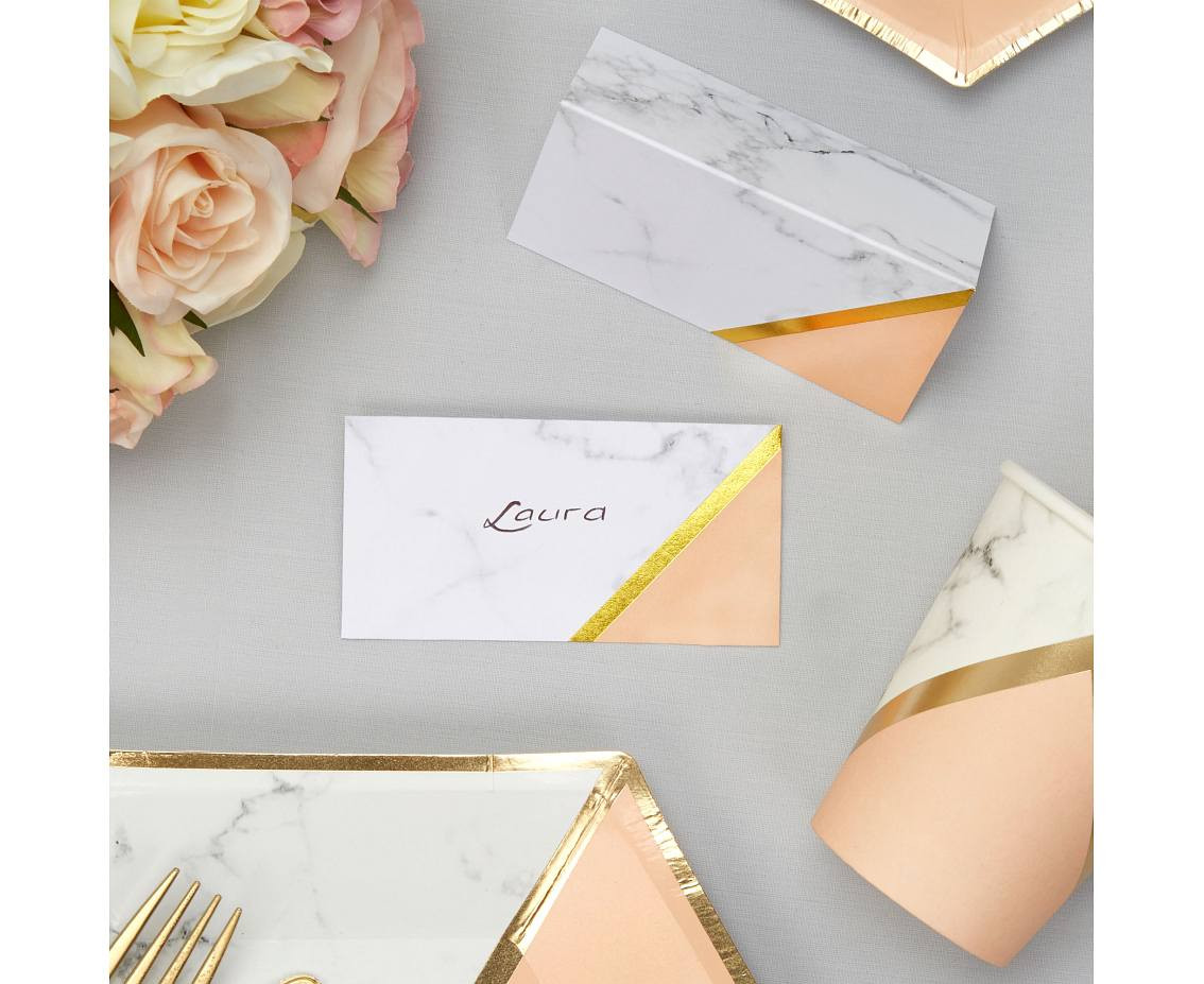 Place cards, peach / marble, 10 pcs