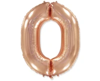 Foil balloon FX - Number 0 pink and gold, 85 cm KK,  unpacked (flat) EOL