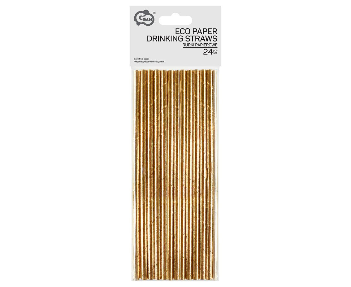 Paper drinking straws, rose-gold plain, 6x197mm / 24 pcs EOL