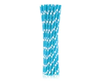 Paper drinking straws, blue, polka dots, 6x197mm / 24 pcs