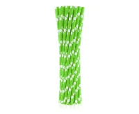 Paper drinking straws, green, polka dots, 6x197mm / 24 pcs
