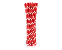 Paper drinking straws, red, polka dots, 6x197mm / 24 pcs