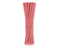 Paper drinking straws, red chevron, 6x197mm / 24 pcs EOL